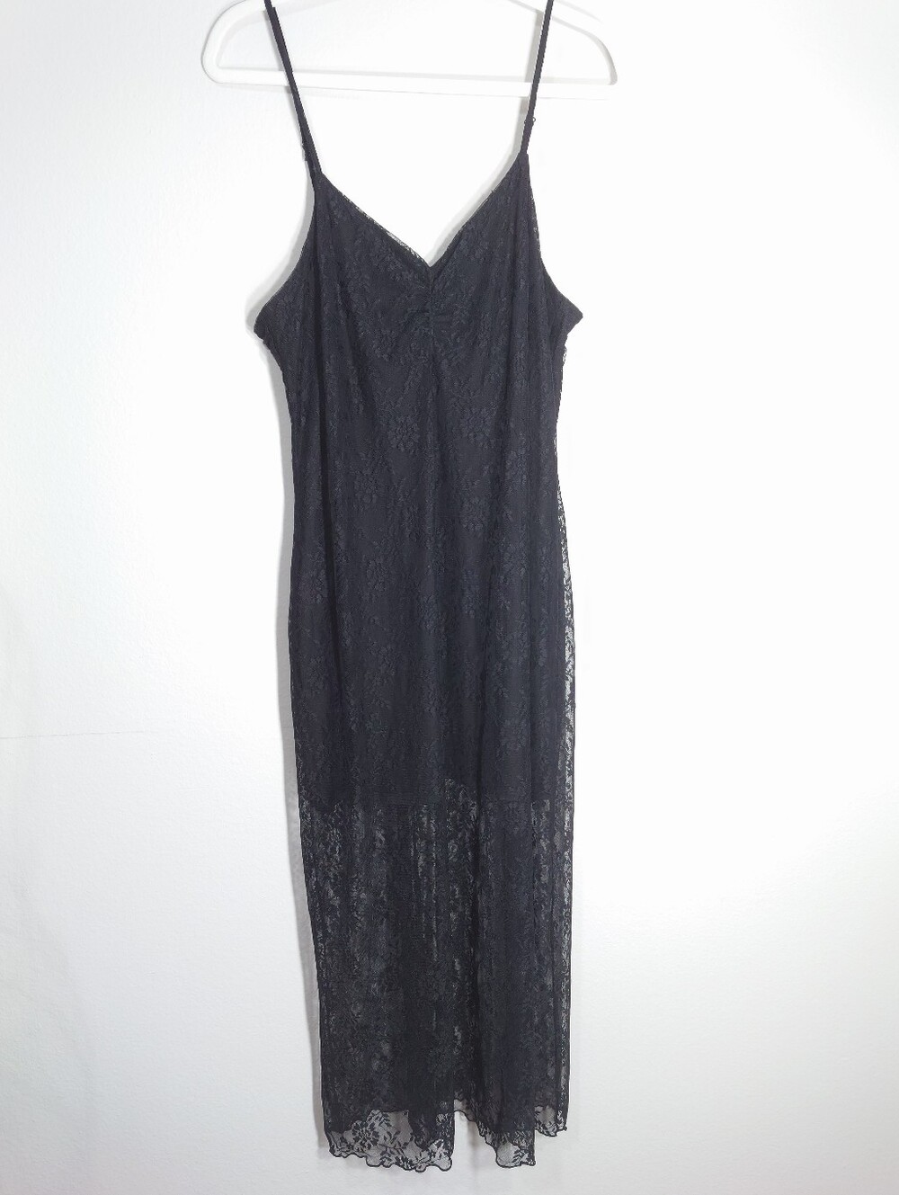 H&M Black Lace Midi Slip Dress Size XL Adjustable Straps